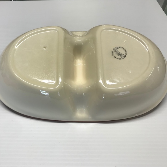 VINTAGE HAND-PAINTED VERNONWARE - HOMESPUN - 11 1/2" DIVIDED SERVING DISH - Picture 3 of 5